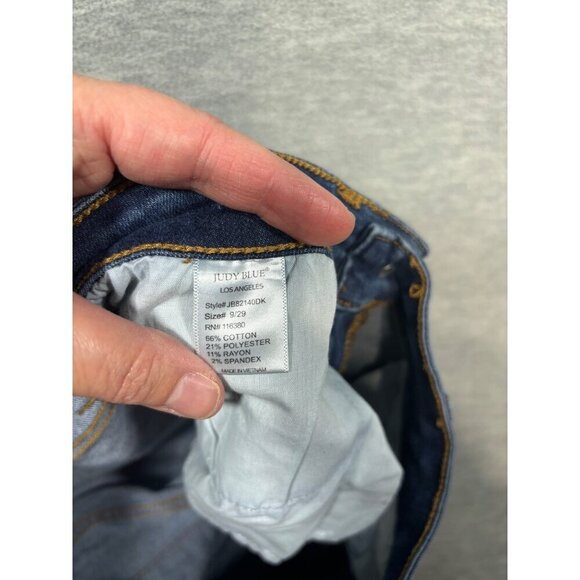 Judy Blue Womens Distressed Skinny Fit Jeans Size 9/29 Patched Blue Green Plaid - Picture 6 of 6